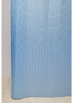 фото Т Штора для ванной полиэстер Жаккард голубая 180х200